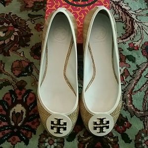 Tory Burch Reba Raffia Straw Flats Size 9